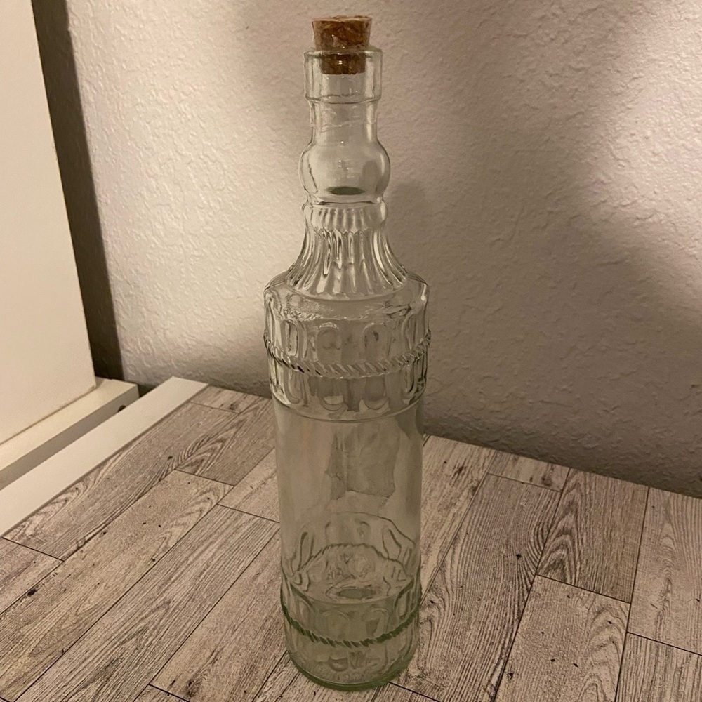Clear Glass Cork Top Decorative Bottle